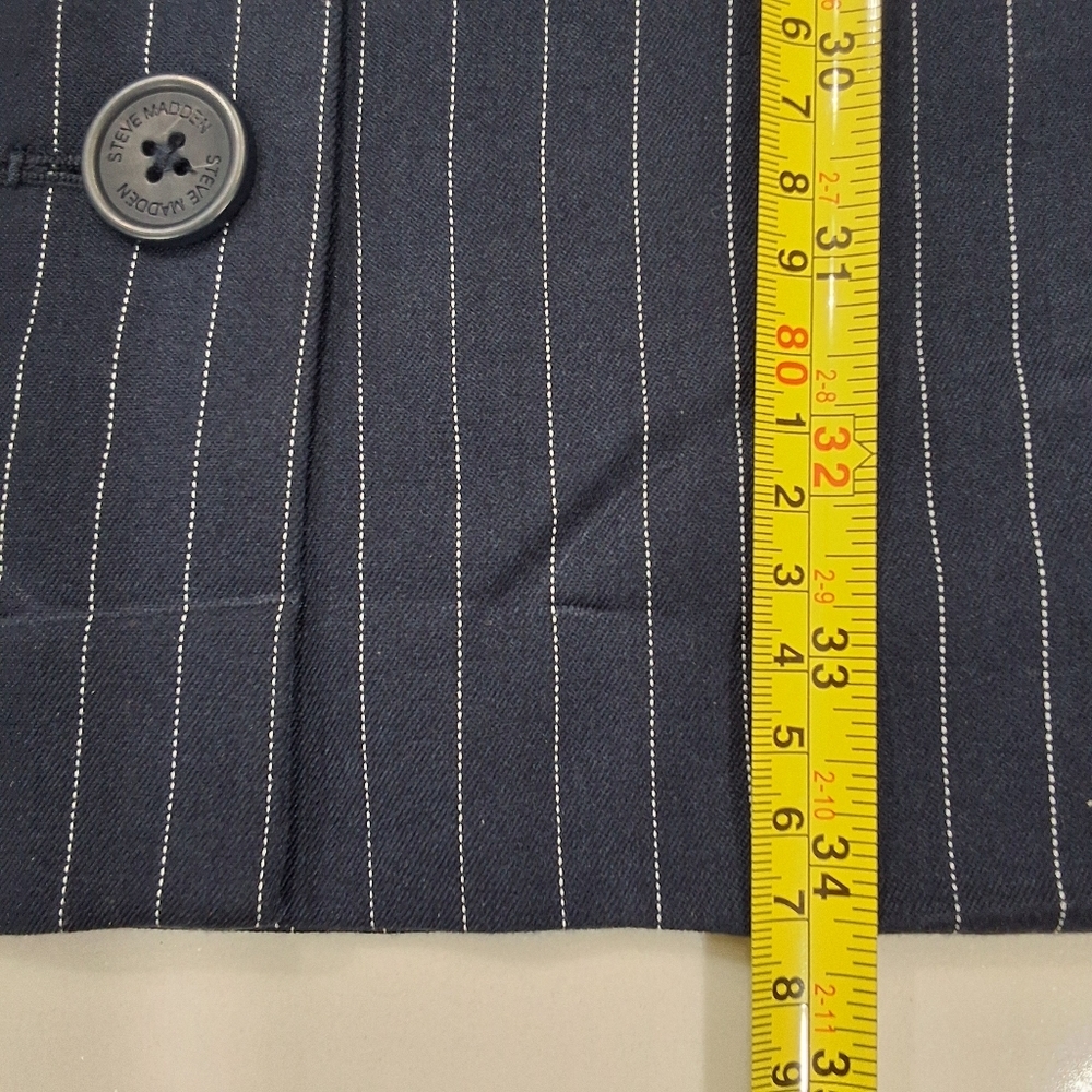 Steve Madden~NWT~Women Pinstripe Button Up Dress~Navy Blue~Office Siren~Prep~LRG - Picture 6 of 6